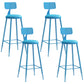 Industrial Iron Bar Stool Bar Height Armless Stool with Cushion Blue 4 Piece Set Bar Stool(30"H) Clearhalo 'Bar Furniture' 'Bar Stools' 'bar_stools' 'furn' 'furn_bar_stools' 'Furniture' 'Kitchen & Dining Furniture' 7030854