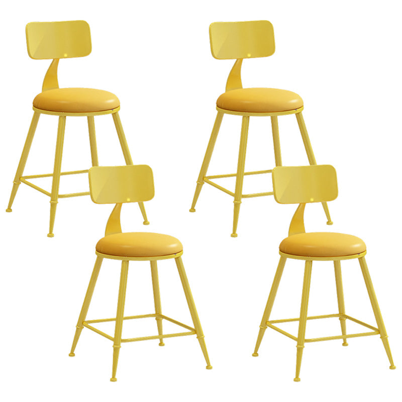 Industrial Iron Bar Stool Bar Height Armless Stool with Cushion Yellow 4 Piece Set Short Stool(18"H) Clearhalo 'Bar Furniture' 'Bar Stools' 'bar_stools' 'furn' 'furn_bar_stools' 'Furniture' 'Kitchen & Dining Furniture' 7030859