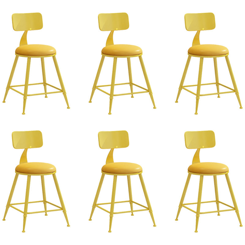 Industrial Iron Bar Stool Bar Height Armless Stool with Cushion Yellow 6 Piece Set Short Stool(18"H) Clearhalo 'Bar Furniture' 'Bar Stools' 'bar_stools' 'furn' 'furn_bar_stools' 'Furniture' 'Kitchen & Dining Furniture' 7030860