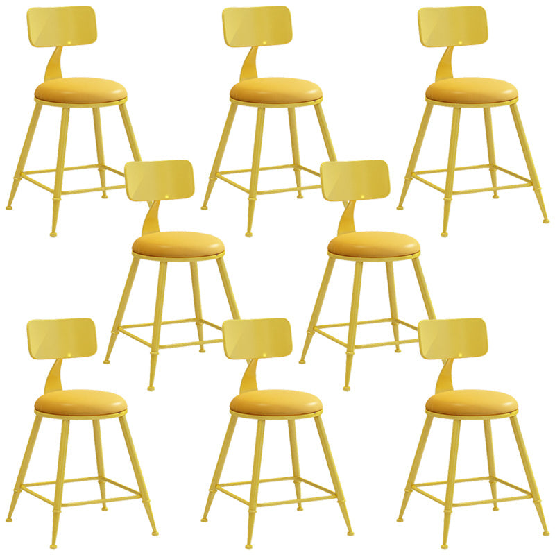 Industrial Iron Bar Stool Bar Height Armless Stool with Cushion Yellow 8 Piece Set Short Stool(18"H) Clearhalo 'Bar Furniture' 'Bar Stools' 'bar_stools' 'furn' 'furn_bar_stools' 'Furniture' 'Kitchen & Dining Furniture' 7030861