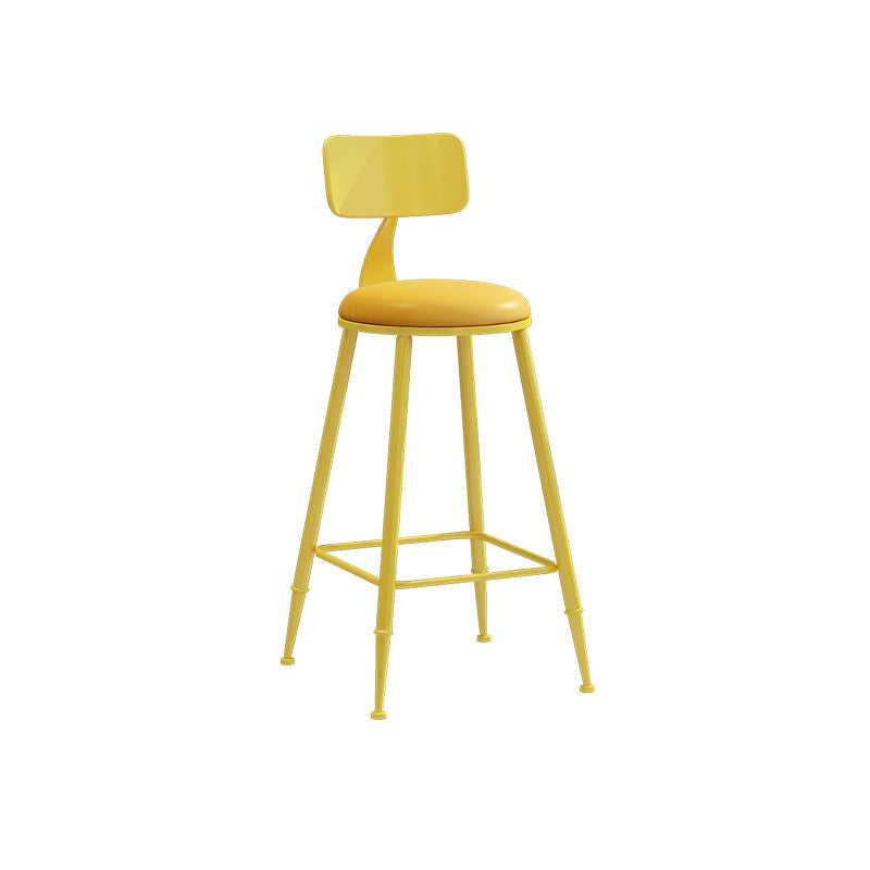 Industrial Iron Bar Stool Bar Height Armless Stool with Cushion Yellow 1 Piece Counter Stool(26"H) Clearhalo 'Bar Furniture' 'Bar Stools' 'bar_stools' 'furn' 'furn_bar_stools' 'Furniture' 'Kitchen & Dining Furniture' 7030862