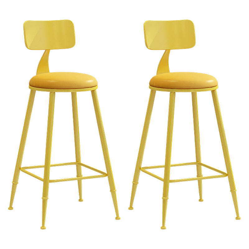 Industrial Iron Bar Stool Bar Height Armless Stool with Cushion Yellow 2 Piece Set Counter Stool(26"H) Clearhalo 'Bar Furniture' 'Bar Stools' 'bar_stools' 'furn' 'furn_bar_stools' 'Furniture' 'Kitchen & Dining Furniture' 7030863