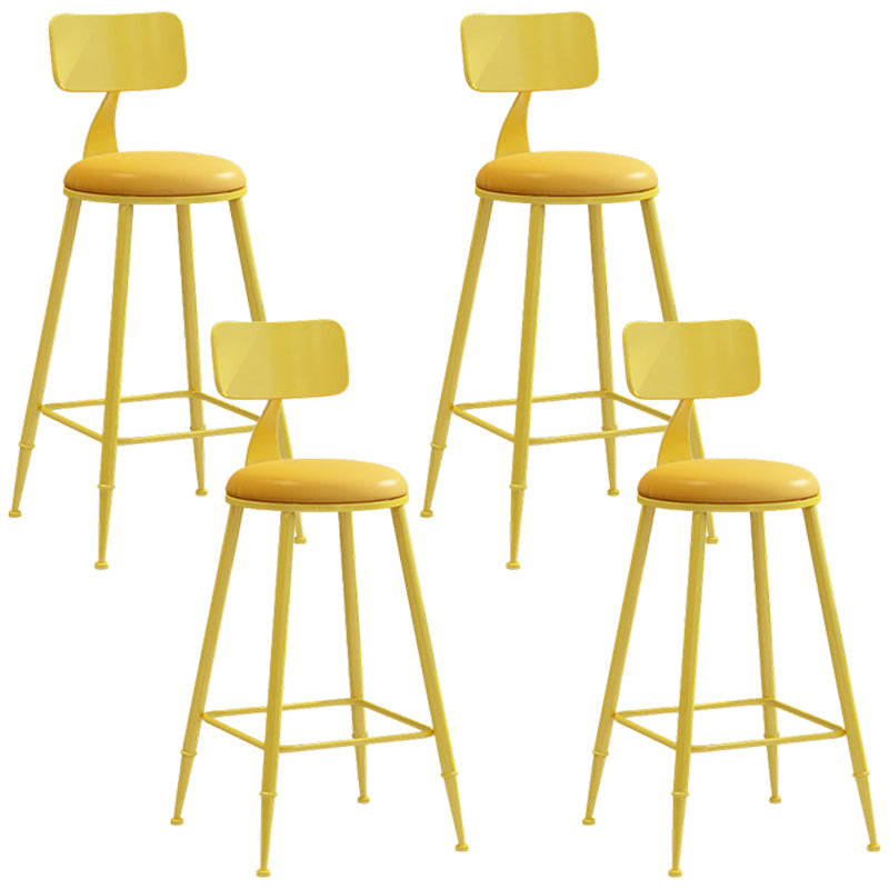 Industrial Iron Bar Stool Bar Height Armless Stool with Cushion Yellow 4 Piece Set Counter Stool(26"H) Clearhalo 'Bar Furniture' 'Bar Stools' 'bar_stools' 'furn' 'furn_bar_stools' 'Furniture' 'Kitchen & Dining Furniture' 7030864