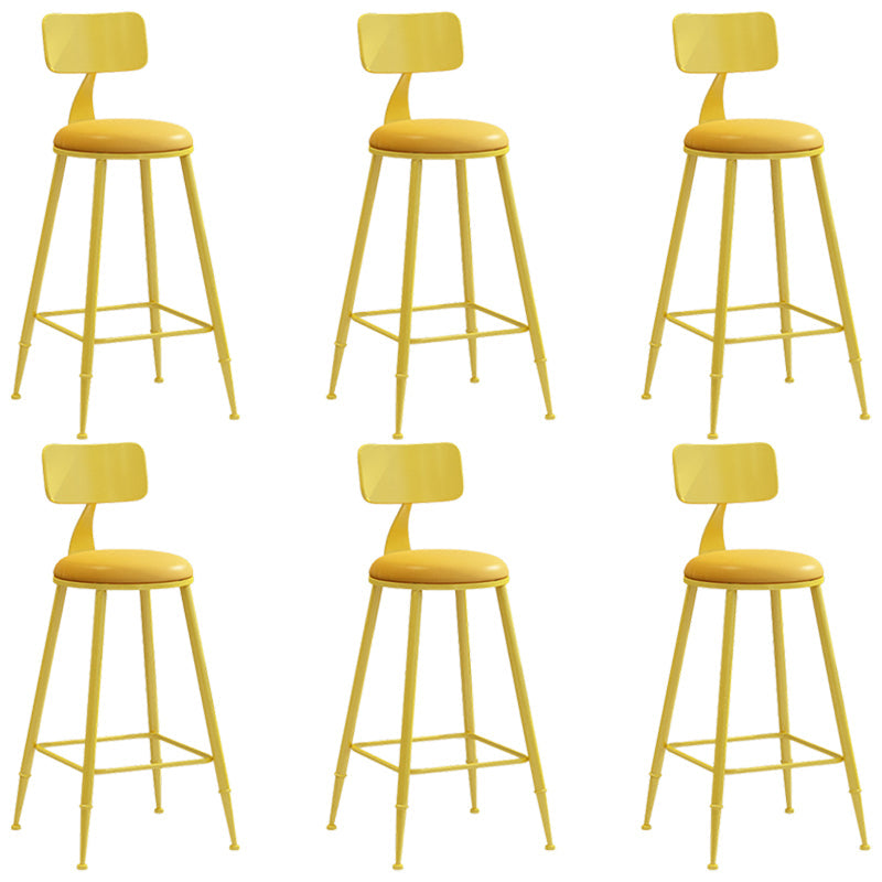 Industrial Iron Bar Stool Bar Height Armless Stool with Cushion Yellow 6 Piece Set Counter Stool(26"H) Clearhalo 'Bar Furniture' 'Bar Stools' 'bar_stools' 'furn' 'furn_bar_stools' 'Furniture' 'Kitchen & Dining Furniture' 7030865