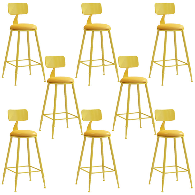 Industrial Iron Bar Stool Bar Height Armless Stool with Cushion Yellow 8 Piece Set Counter Stool(26"H) Clearhalo 'Bar Furniture' 'Bar Stools' 'bar_stools' 'furn' 'furn_bar_stools' 'Furniture' 'Kitchen & Dining Furniture' 7030866