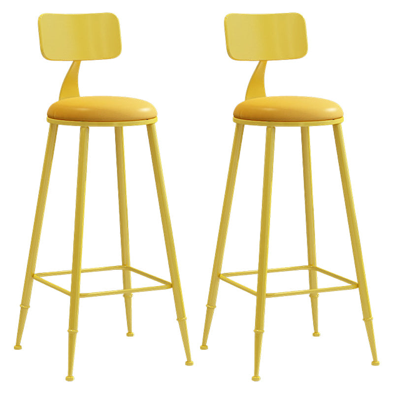 Industrial Iron Bar Stool Bar Height Armless Stool with Cushion Yellow 2 Piece Set Bar Stool(30"H) Clearhalo 'Bar Furniture' 'Bar Stools' 'bar_stools' 'furn' 'furn_bar_stools' 'Furniture' 'Kitchen & Dining Furniture' 7030868