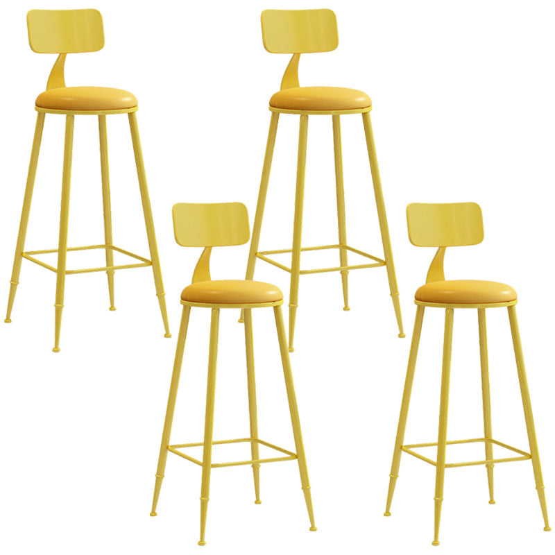 Industrial Iron Bar Stool Bar Height Armless Stool with Cushion Yellow 4 Piece Set Bar Stool(30"H) Clearhalo 'Bar Furniture' 'Bar Stools' 'bar_stools' 'furn' 'furn_bar_stools' 'Furniture' 'Kitchen & Dining Furniture' 7030869