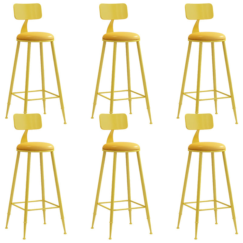 Industrial Iron Bar Stool Bar Height Armless Stool with Cushion Yellow 6 Piece Set Bar Stool(30"H) Clearhalo 'Bar Furniture' 'Bar Stools' 'bar_stools' 'furn' 'furn_bar_stools' 'Furniture' 'Kitchen & Dining Furniture' 7030870