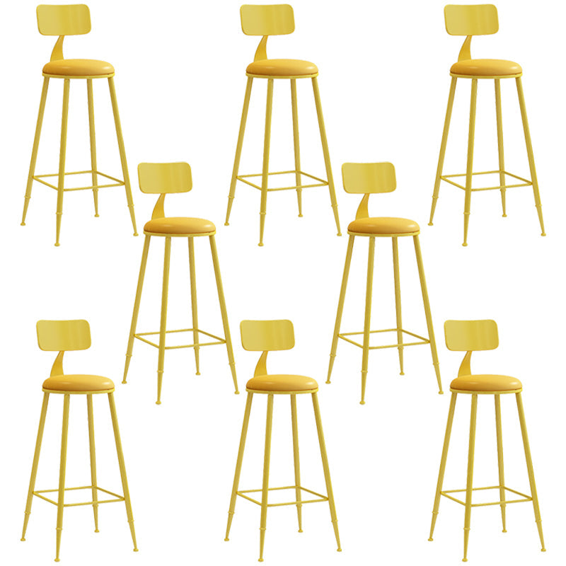 Industrial Iron Bar Stool Bar Height Armless Stool with Cushion Yellow 8 Piece Set Bar Stool(30"H) Clearhalo 'Bar Furniture' 'Bar Stools' 'bar_stools' 'furn' 'furn_bar_stools' 'Furniture' 'Kitchen & Dining Furniture' 7030871