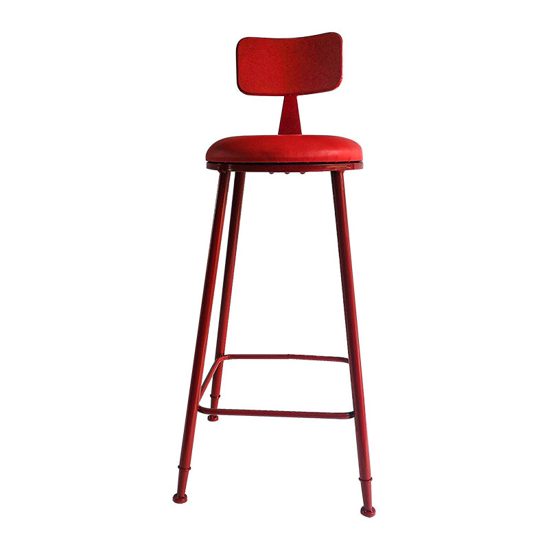 Industrial Iron Bar Stool Bar Height Armless Stool with Cushion Red 1 Piece Bar Stool(30"H) Clearhalo 'Bar Furniture' 'Bar Stools' 'bar_stools' 'furn' 'furn_bar_stools' 'Furniture' 'Kitchen & Dining Furniture' 7030872