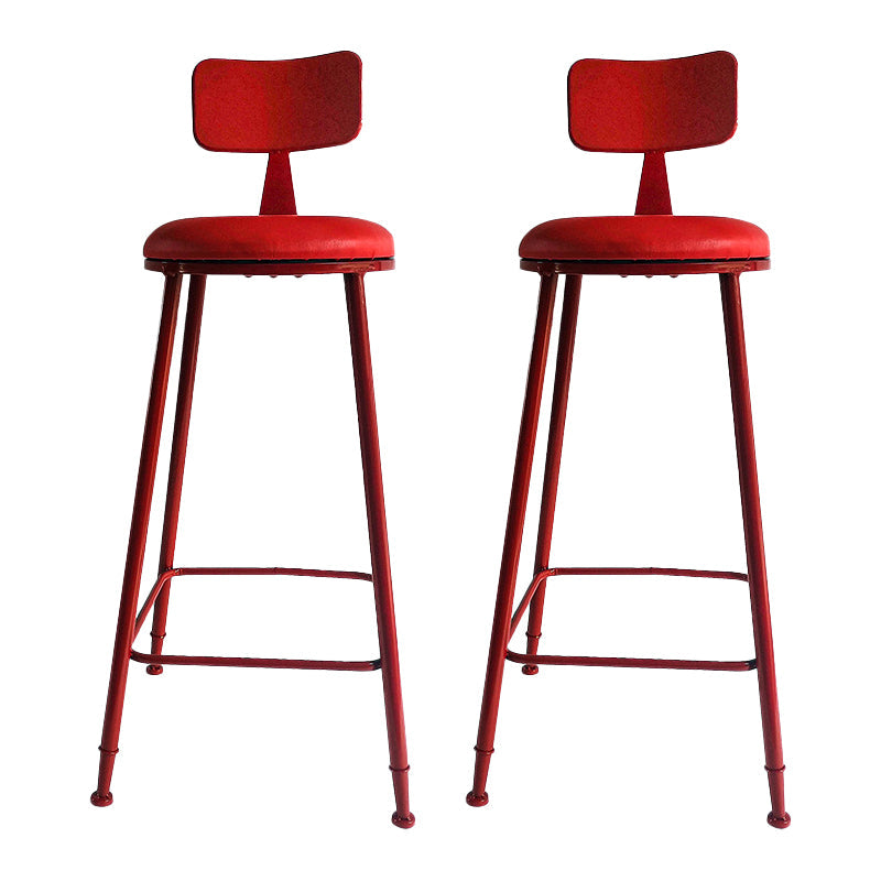 Industrial Iron Bar Stool Bar Height Armless Stool with Cushion Red 2 Piece Set Bar Stool(30"H) Clearhalo 'Bar Furniture' 'Bar Stools' 'bar_stools' 'furn' 'furn_bar_stools' 'Furniture' 'Kitchen & Dining Furniture' 7030873