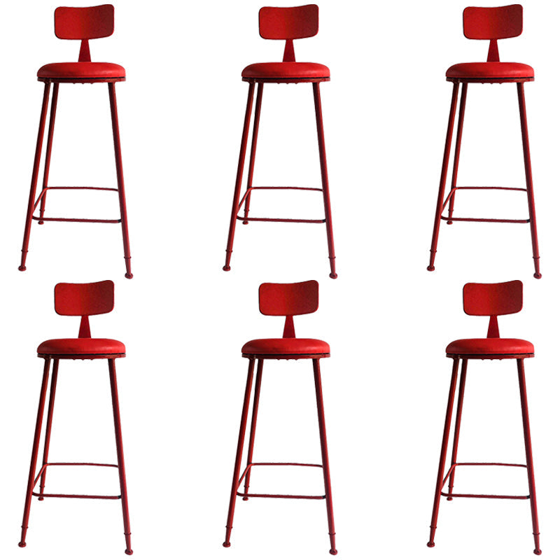 Industrial Iron Bar Stool Bar Height Armless Stool with Cushion Red 6 Piece Set Bar Stool(30"H) Clearhalo 'Bar Furniture' 'Bar Stools' 'bar_stools' 'furn' 'furn_bar_stools' 'Furniture' 'Kitchen & Dining Furniture' 7030875
