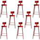 Industrial Iron Bar Stool Bar Height Armless Stool with Cushion Red 8 Piece Set Bar Stool(30"H) Clearhalo 'Bar Furniture' 'Bar Stools' 'bar_stools' 'furn' 'furn_bar_stools' 'Furniture' 'Kitchen & Dining Furniture' 7030876