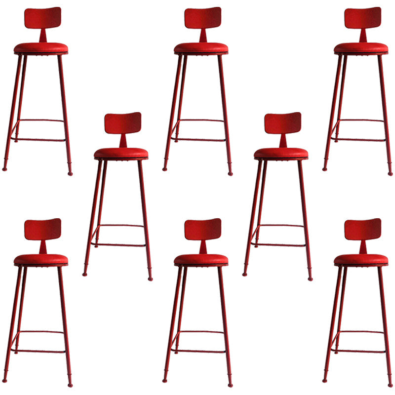 Industrial Iron Bar Stool Bar Height Armless Stool with Cushion Red 8 Piece Set Bar Stool(30"H) Clearhalo 'Bar Furniture' 'Bar Stools' 'bar_stools' 'furn' 'furn_bar_stools' 'Furniture' 'Kitchen & Dining Furniture' 7030876