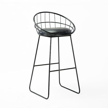 Black Metal Bar Stool Industrial Bar Height Armless Stool with Cushion Black 1 Piece Clearhalo 'Bar Furniture' 'Bar Stools' 'bar_stools' 'furn' 'furn_bar_stools' 'Furniture' 'Kitchen & Dining Furniture' 7030881