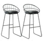 Black Metal Bar Stool Industrial Bar Height Armless Stool with Cushion Black 2 Piece Set Clearhalo 'Bar Furniture' 'Bar Stools' 'bar_stools' 'furn' 'furn_bar_stools' 'Furniture' 'Kitchen & Dining Furniture' 7030882