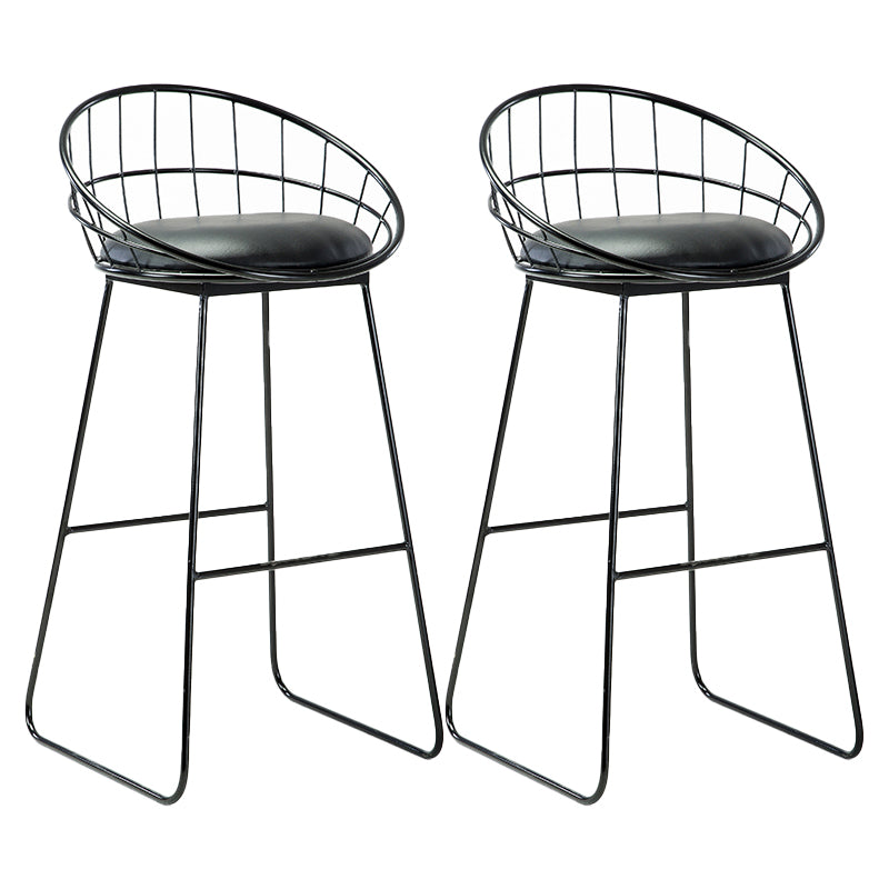 Black Metal Bar Stool Industrial Bar Height Armless Stool with Cushion Black 2 Piece Set Clearhalo 'Bar Furniture' 'Bar Stools' 'bar_stools' 'furn' 'furn_bar_stools' 'Furniture' 'Kitchen & Dining Furniture' 7030882