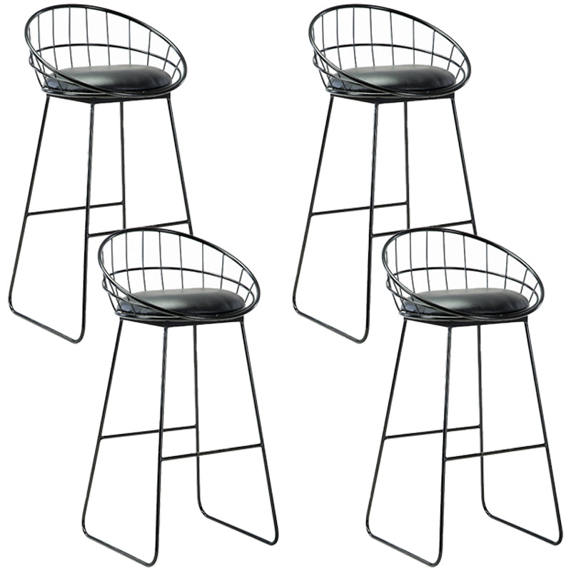 Black Metal Bar Stool Industrial Bar Height Armless Stool with Cushion Black 4 Piece Set Clearhalo 'Bar Furniture' 'Bar Stools' 'bar_stools' 'furn' 'furn_bar_stools' 'Furniture' 'Kitchen & Dining Furniture' 7030884