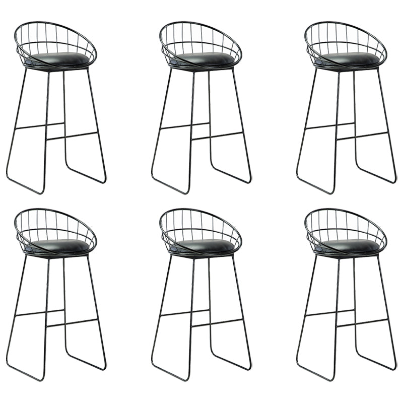 Black Metal Bar Stool Industrial Bar Height Armless Stool with Cushion Black 6 Piece Set Clearhalo 'Bar Furniture' 'Bar Stools' 'bar_stools' 'furn' 'furn_bar_stools' 'Furniture' 'Kitchen & Dining Furniture' 7030886