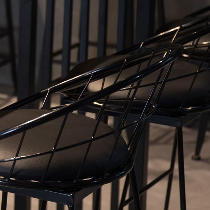 Black Metal Bar Stool Industrial Bar Height Armless Stool with Cushion Clearhalo 'Bar Furniture' 'Bar Stools' 'bar_stools' 'furn' 'furn_bar_stools' 'Furniture' 'Kitchen & Dining Furniture' 7030887