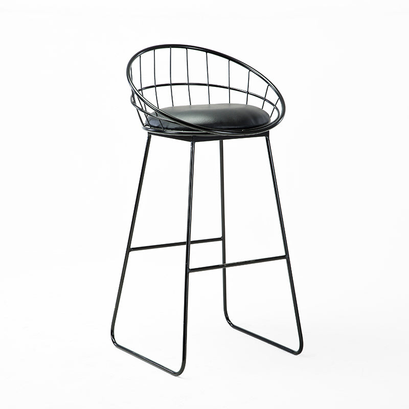 Black Metal Bar Stool Industrial Bar Height Armless Stool with Cushion Clearhalo 'Bar Furniture' 'Bar Stools' 'bar_stools' 'furn' 'furn_bar_stools' 'Furniture' 'Kitchen & Dining Furniture' 7030889