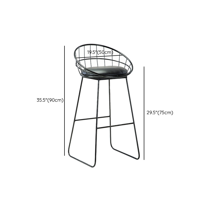 Black Metal Bar Stool Industrial Bar Height Armless Stool with Cushion Clearhalo 'Bar Furniture' 'Bar Stools' 'bar_stools' 'furn' 'furn_bar_stools' 'Furniture' 'Kitchen & Dining Furniture' 7030895