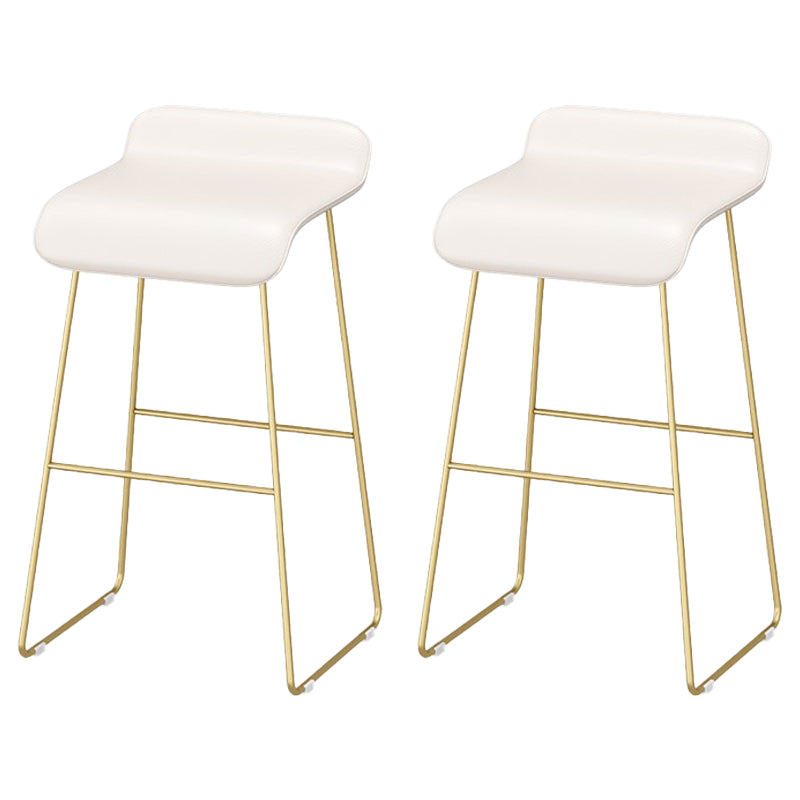 Taburete de barra de cuero falso taburete sin altura de altura con base de oro