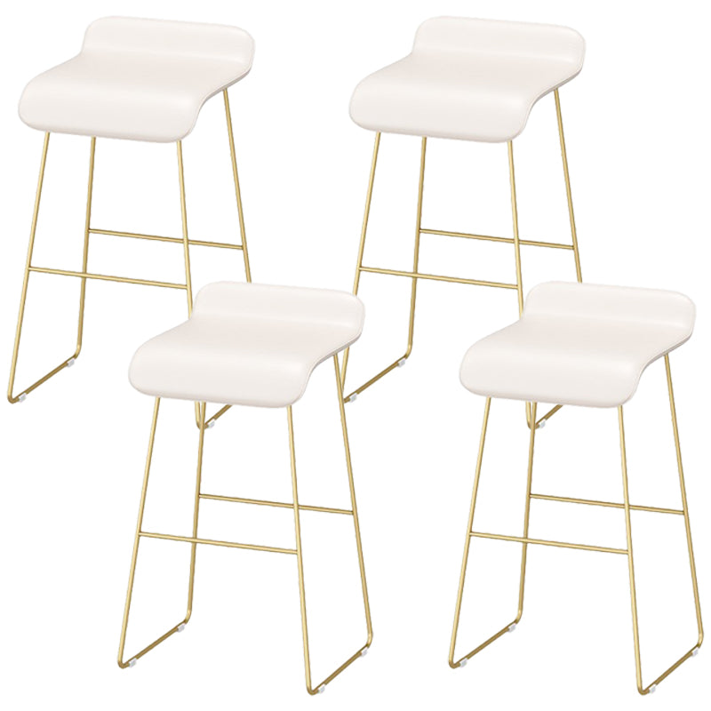 Taburete de barra de cuero falso taburete sin altura de altura con base de oro