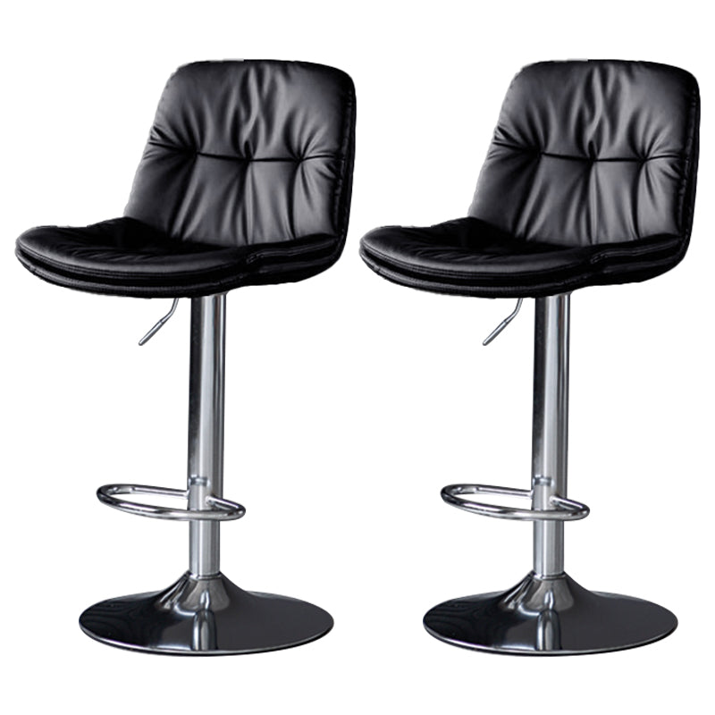 Taburetes de barra de cuero sintética Tortón de barra de altura ajustable giratoria con reposapiés