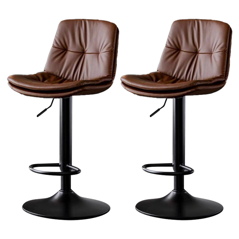 Taburetes de barra de cuero sintética Tortón de barra de altura ajustable giratoria con reposapiés