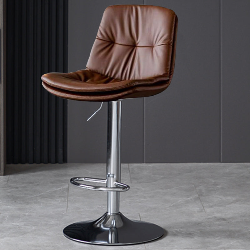 Taburetes de barra de cuero sintética Tortón de barra de altura ajustable giratoria con reposapiés