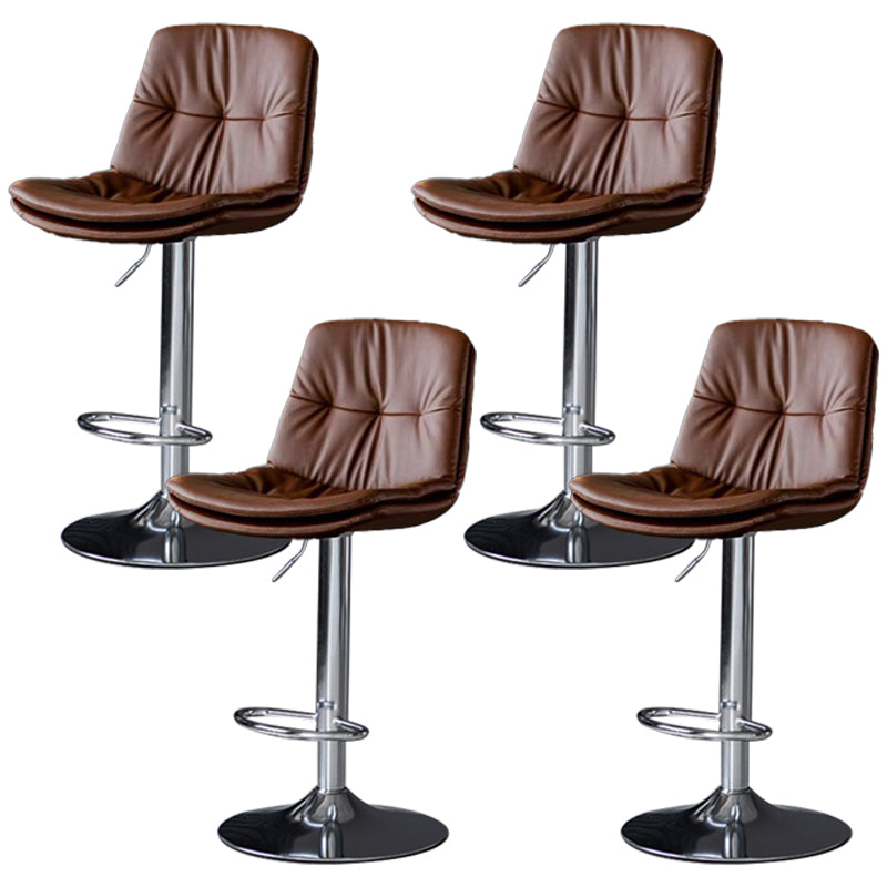 Taburetes de barra de cuero sintética Tortón de barra de altura ajustable giratoria con reposapiés