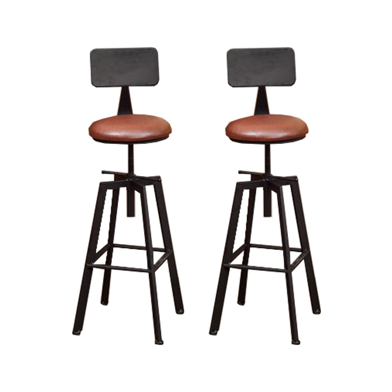 Industrial Metal Bar Stool Swivel Adjustable Height Patio Bar Stool Black 2 Piece Set Clearhalo 'Bar Furniture' 'Bar Stools' 'bar_stools' 'furn' 'furn_bar_stools' 'Furniture' 'Kitchen & Dining Furniture' 7030997