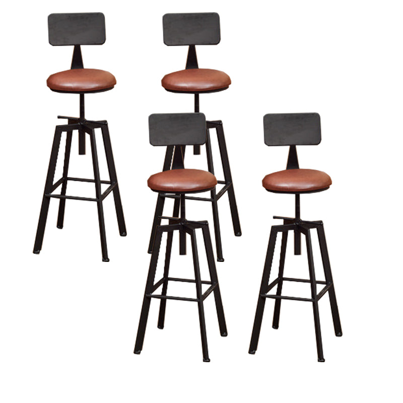 Industrial Metal Bar Stool Swivel Adjustable Height Patio Bar Stool Black 4 Piece Set Clearhalo 'Bar Furniture' 'Bar Stools' 'bar_stools' 'furn' 'furn_bar_stools' 'Furniture' 'Kitchen & Dining Furniture' 7031000
