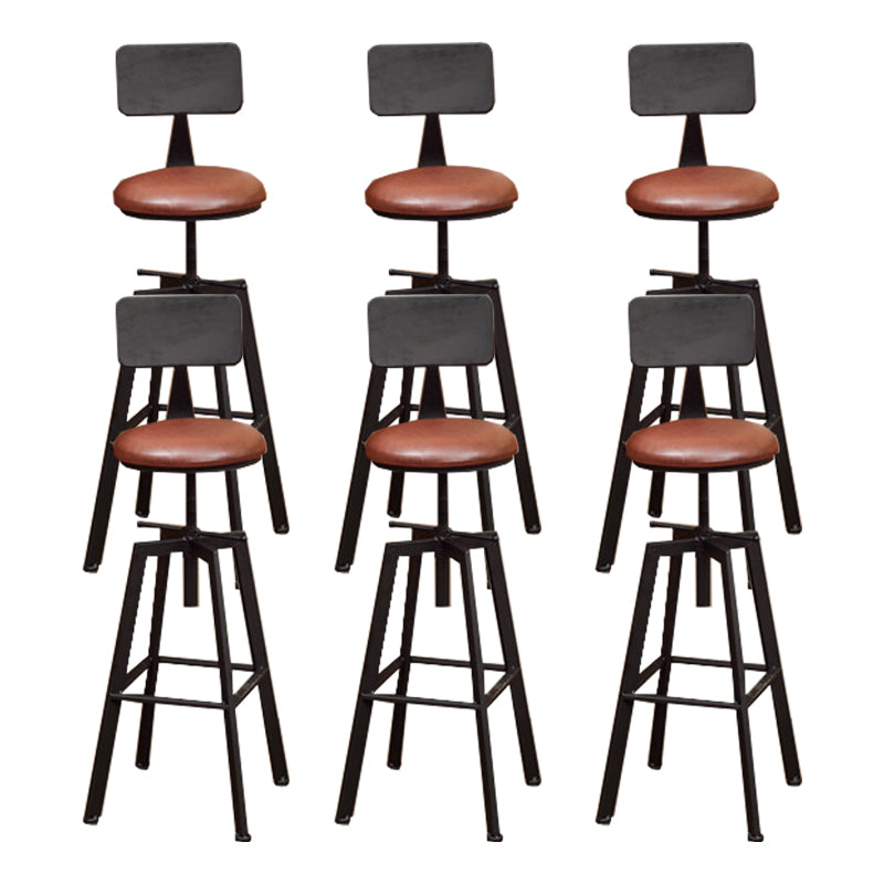 Industrial Metal Bar Stool Swivel Adjustable Height Patio Bar Stool Black 6 Piece Set Clearhalo 'Bar Furniture' 'Bar Stools' 'bar_stools' 'furn' 'furn_bar_stools' 'Furniture' 'Kitchen & Dining Furniture' 7031002