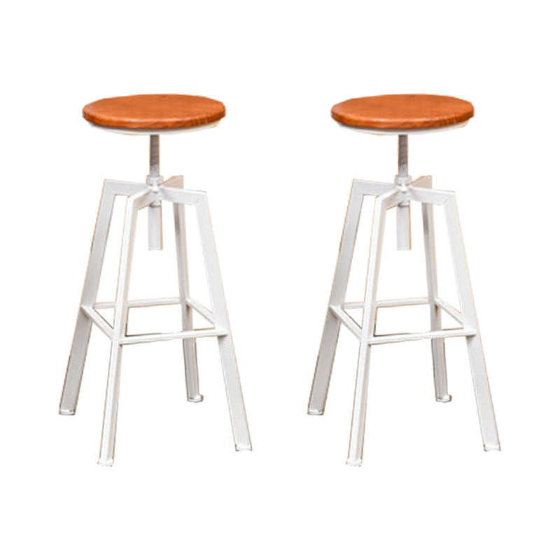 Industrial Metal Bar Stool Swivel Adjustable Height Patio Bar Stool White 2 Piece Set Clearhalo 'Bar Furniture' 'Bar Stools' 'bar_stools' 'furn' 'furn_bar_stools' 'Furniture' 'Kitchen & Dining Furniture' 7031007