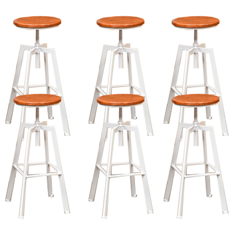 Industrial Metal Bar Stool Swivel Adjustable Height Patio Bar Stool White 6 Piece Set Clearhalo 'Bar Furniture' 'Bar Stools' 'bar_stools' 'furn' 'furn_bar_stools' 'Furniture' 'Kitchen & Dining Furniture' 7031011