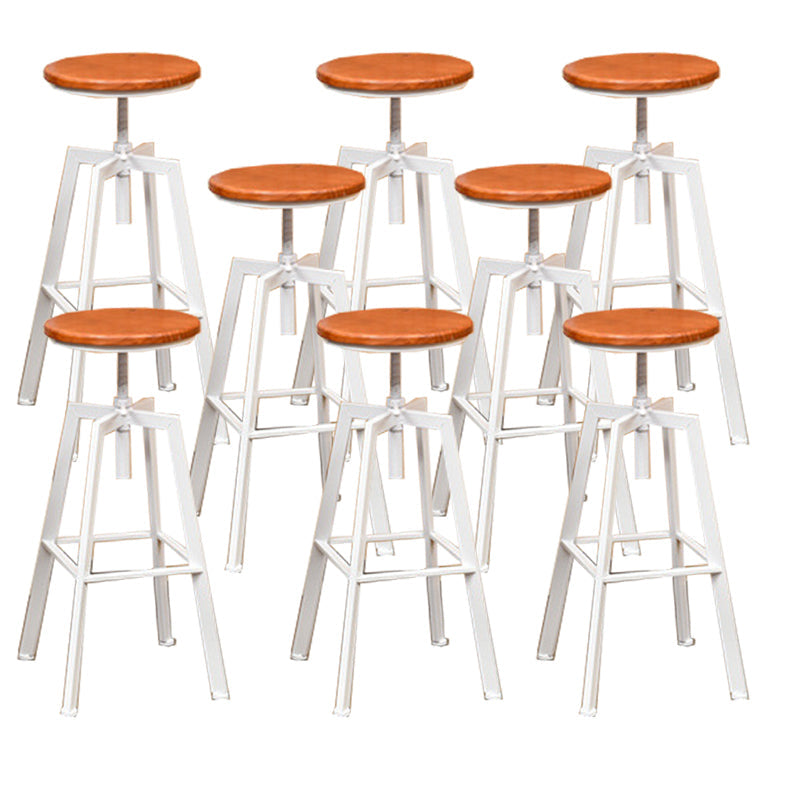 Industrial Metal Bar Stool Swivel Adjustable Height Patio Bar Stool White 8 Piece Set Clearhalo 'Bar Furniture' 'Bar Stools' 'bar_stools' 'furn' 'furn_bar_stools' 'Furniture' 'Kitchen & Dining Furniture' 7031013