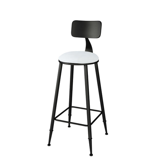 Modern Upholstered Dining Stools Round Armless Bar Stools with Footrest