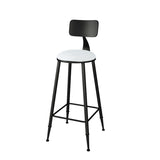 Modern Upholstered Dining Stools Round Armless Bar Stools with Footrest