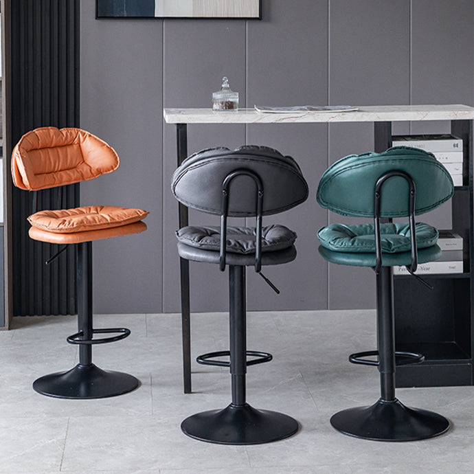 Industrial Metal Adjustable Swivel Barstool Patio Bar Stool with Cushion