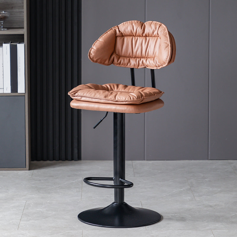 Industrial Metal Adjustable Swivel Barstool Patio Bar Stool with Cushion