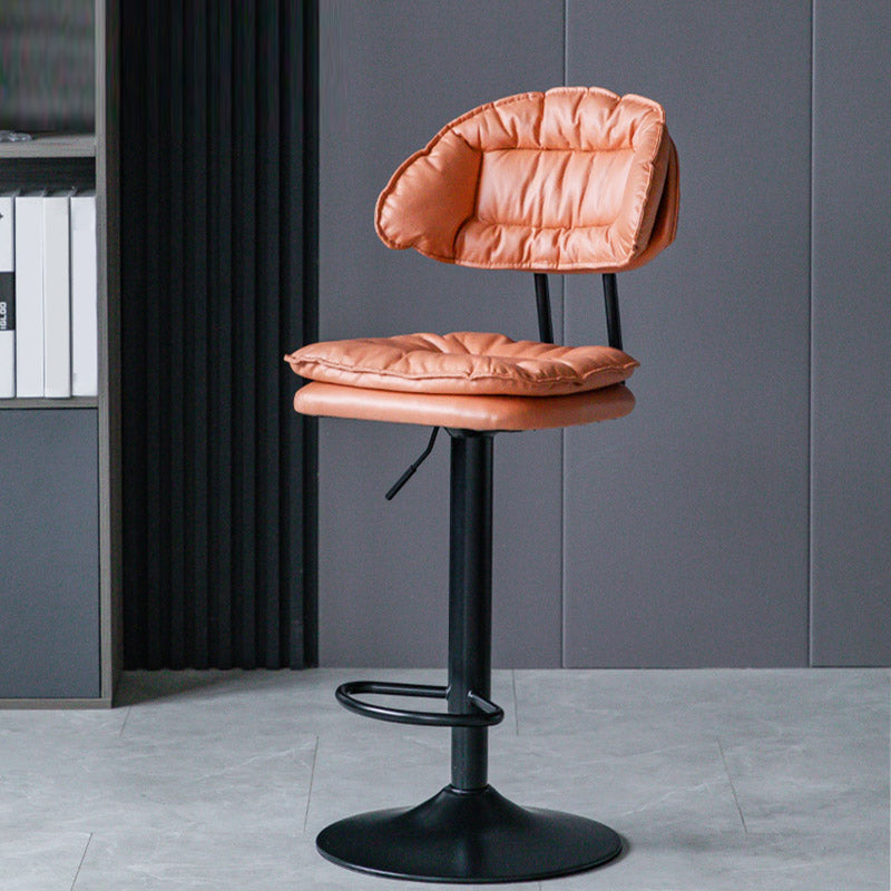 Industrial Metal Adjustable Swivel Barstool Patio Bar Stool with Cushion