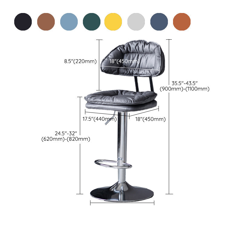 Industrial Metal Adjustable Swivel Barstool Patio Bar Stool with Cushion
