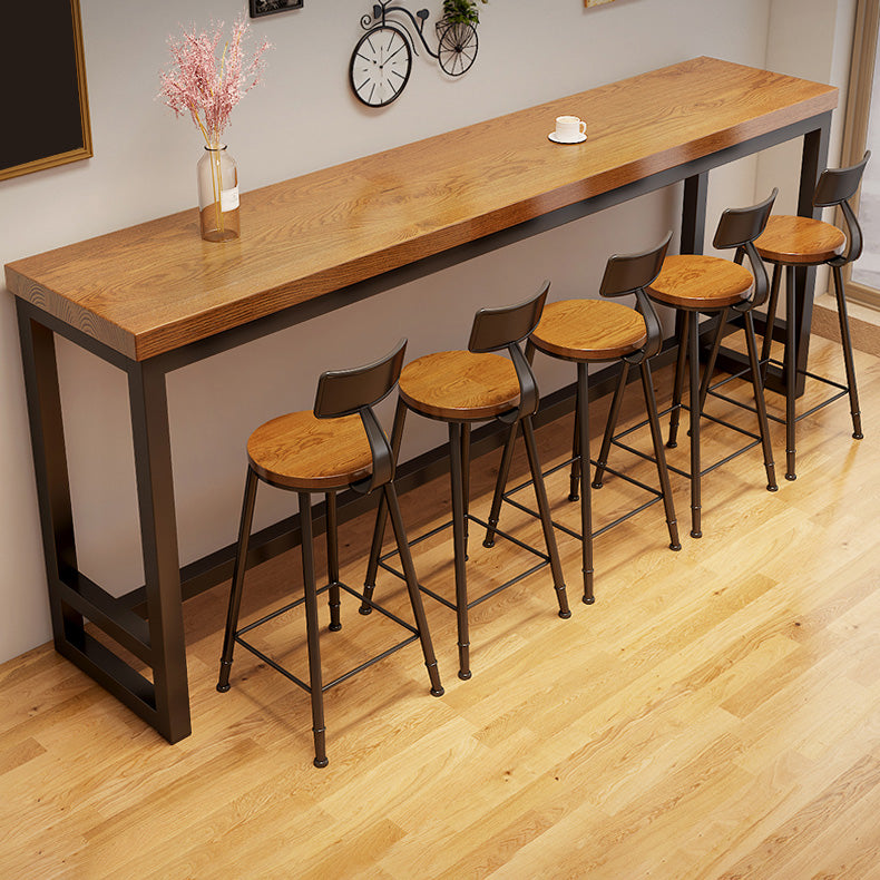 Industrial Rectangle Bar Dining Table Solid Wood Top and Iron Trestle Base Bar Table Clearhalo 'Bar Furniture' 'Bar Tables' 'bar_tables' 'furn' 'furn_bar_tables' 'Furniture' 'Kitchen & Dining Furniture' 7031122