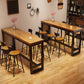 Industrial Rectangle Bar Dining Table Solid Wood Top and Iron Trestle Base Bar Table Clearhalo 'Bar Furniture' 'Bar Tables' 'bar_tables' 'furn' 'furn_bar_tables' 'Furniture' 'Kitchen & Dining Furniture' 7031123
