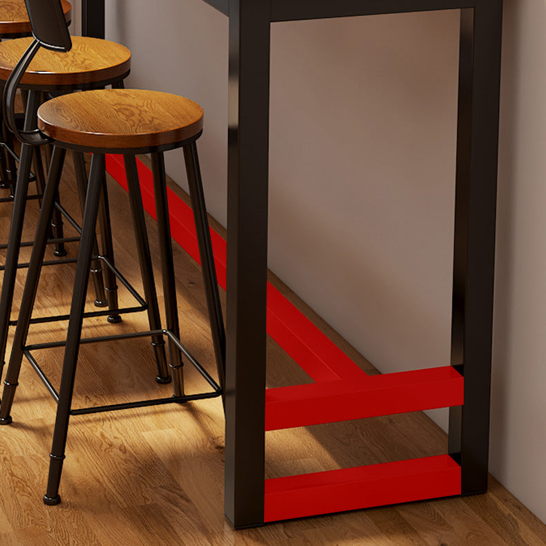 Industrial Rectangle Bar Dining Table Solid Wood Top and Iron Trestle Base Bar Table Clearhalo 'Bar Furniture' 'Bar Tables' 'bar_tables' 'furn' 'furn_bar_tables' 'Furniture' 'Kitchen & Dining Furniture' 7031124