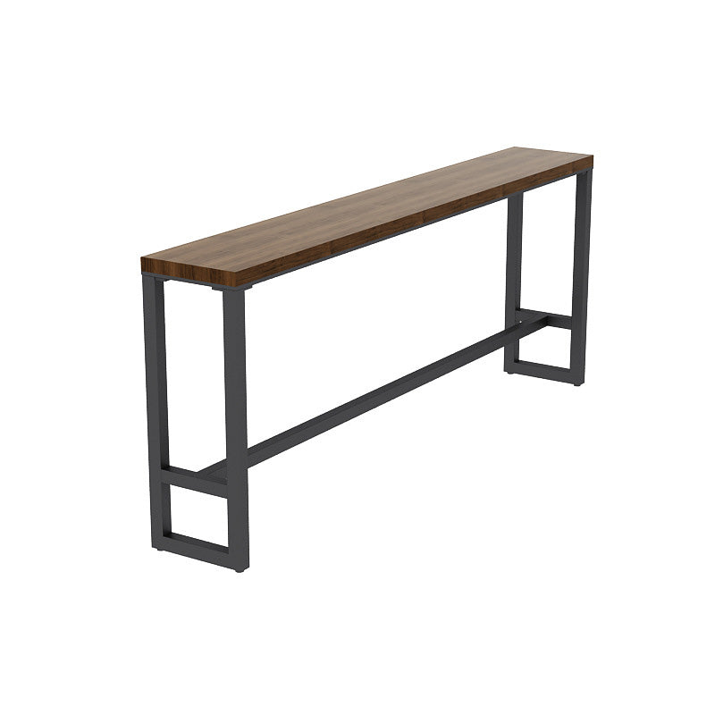 Industrial Rectangle Bar Dining Table Solid Wood Top and Iron Trestle Base Bar Table Without Chairs Clearhalo 'Bar Furniture' 'Bar Tables' 'bar_tables' 'furn' 'furn_bar_tables' 'Furniture' 'Kitchen & Dining Furniture' 7031126