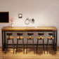 Industrial Rectangle Bar Dining Table Solid Wood Top and Iron Trestle Base Bar Table Clearhalo 'Bar Furniture' 'Bar Tables' 'bar_tables' 'furn' 'furn_bar_tables' 'Furniture' 'Kitchen & Dining Furniture' 7031129