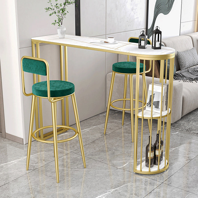 Free Form Double Pedestal Bar Dining Table Modern Stone and Metal Bar Table Clearhalo 'Bar Furniture' 'Bar Tables' 'bar_tables' 'furn' 'furn_bar_tables' 'Furniture' 'Kitchen & Dining Furniture' 7031142